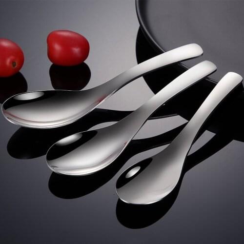 Stainless steel spoon 304 bright stainless steel Palace spoon household Chinese round bottom spoon spoon childrens spoon