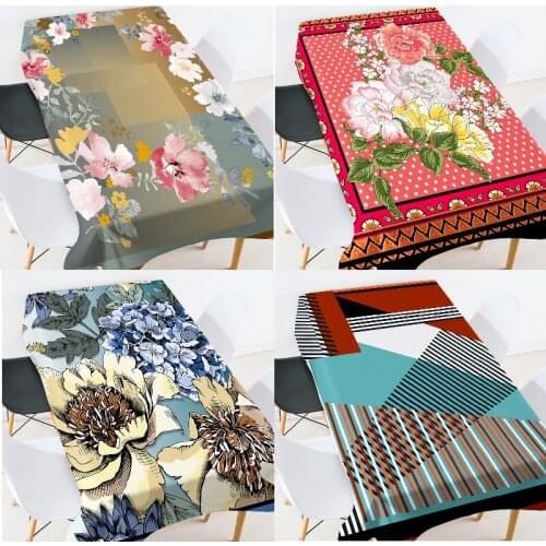 3D flower geometric print table cloth set rectangular table tablecloth wedding decoration table cover waterproof tablecloth coat