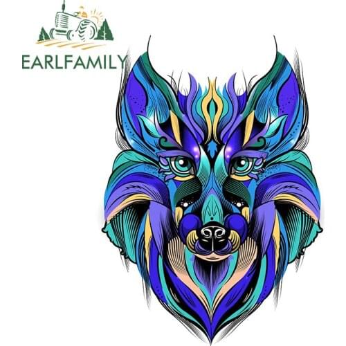 EARLFAMILY 13cm x 9.4cm For Wolf Car Sticker Creative Anime Decal Colorful Waterproof Sunscreen Car Label Refrigerator Decor