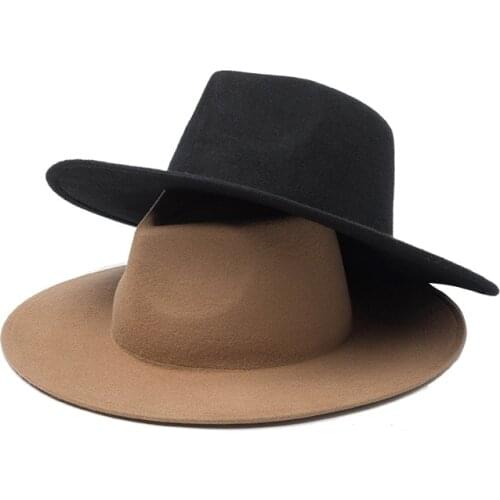 2021 New Fedora Hat Men Women Fashion Solid Wide Brim Jazz Top Church Hat Autumn Winter Ladies Girl Vintage Fedoras Wholesale