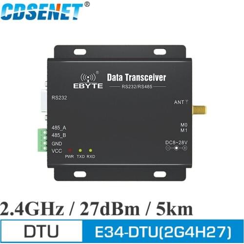NRF24L01+ 2.4Ghz 27dBm 5Km Range 250k~2Mkbps Frequency-hopping E34-DTU(2G4H27) RS232 RS485 Wireless Lora Modem