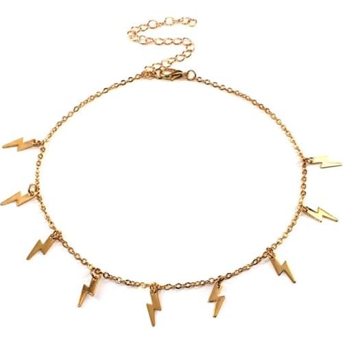 Punk Trend Lightning Tassel Pendant Necklace Creative Gold Silver Color Party Short Choker Accessories Fashion Womens Jewelry