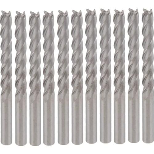 PVC Carbide CNC 4 Flute Spiral Bit End Mill Cutter 3.175 x 22mm Pack of 10