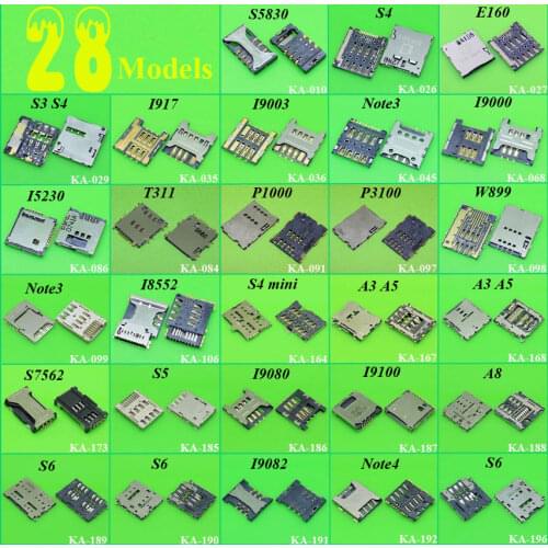 28models SIM card reader socket holder connector for Samsung I9200 I9100 i8552 i9128 i879 i8262 i8260 Note3 S4 S5 S6 N9000