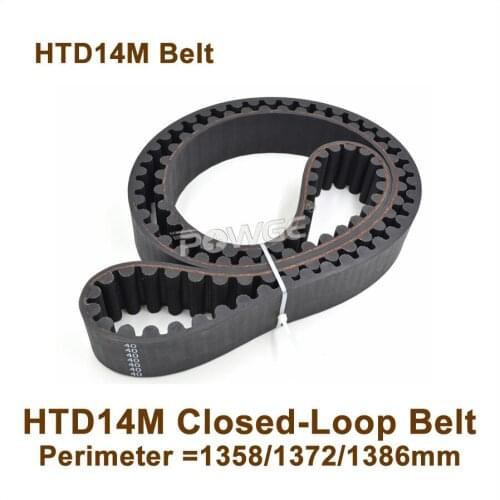POWGE 1358/1372/1386 14M Synchronous Belt Teeth=97/98/99 W=30/40/50mm Rubber 1358-14M 1386-14M HTD14M Timing Belt Pulley