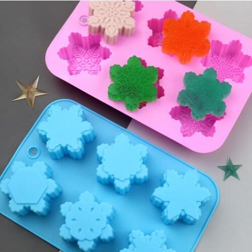 Silicone cake mold 6 cavities different snowflake silicone mold baking mold chocolate soap mold easy to demold