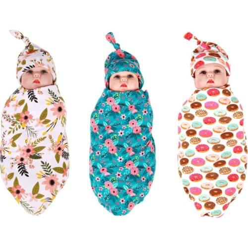 Newborn Swaddle Sack Sleep Sack Swaddle Blanket Beanie set Newborn Hat Take Home Outfit Photo Props Baby Shower Gift