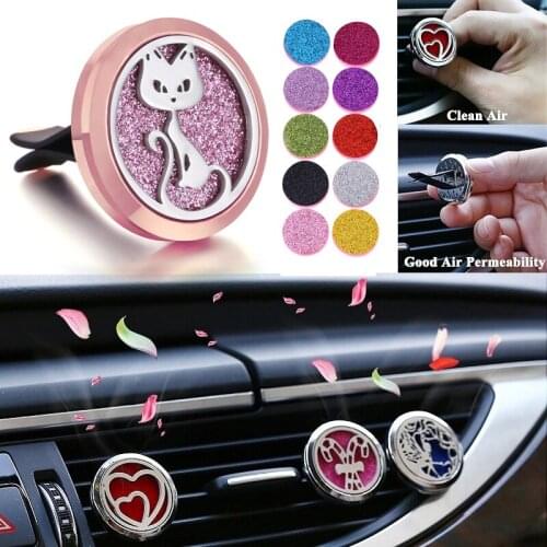Aromatherapy Jewelry Pendant Lockets Rose Gold Cat Tree of Life Perfume Essential Oil Diffuser Car Clip Air Freshener Vent Clip