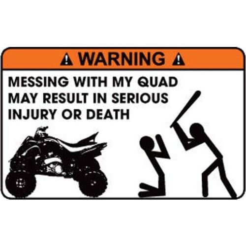 Funny Missing with My Quad May Result In Serious Injury or Death Decal Creative Car Sticker Waterproof Reflective PVC,12cm*8cm