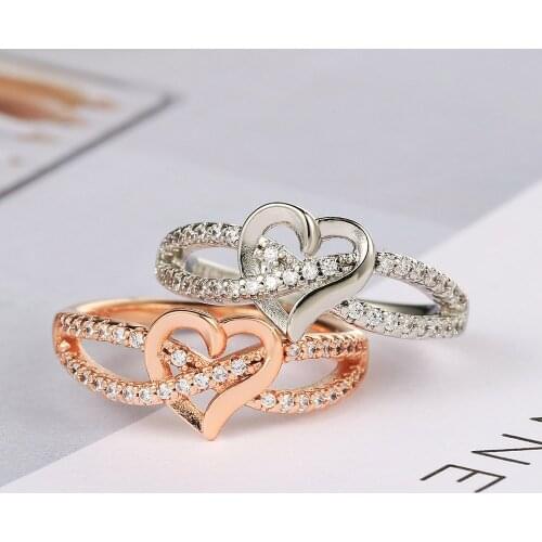 ZHOUYANG Love Rings For Women Classic Style Heart Shaped Cubic Zirconia 2 Color Wedding Party Gift Fashion Jewelry DZR026