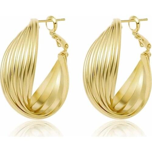Gold Twisted Hoop Earrings for Women Hypoallergenic Dainty Open Chunky Hoop Earrings Jewelry Gift