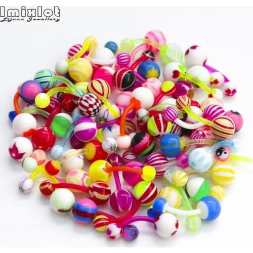 10/20/50pcs Acrylic Navel Stud Colorful Ball Belly Ring Bar Belly Button Rings Sexy Barbell Women Ombligo Piercing Body Jewelry