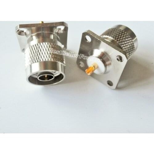 10Piece N Male Plug 4 Hole Panel Mount Flange With Solder Cup Connector 25*25mm