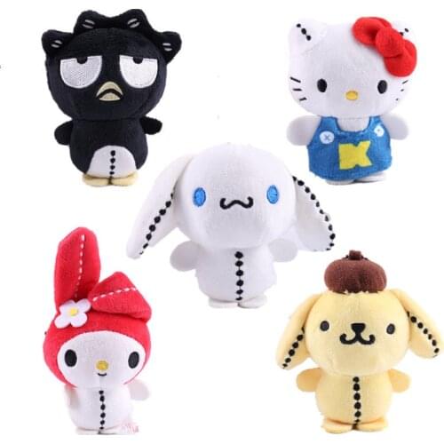 10CM Kawaii Sanrio Series Kitty Cat Dog Purin Melody Bad Badtz-Maru Plush Toy Pendant Keychain Girls Holiday Gift
