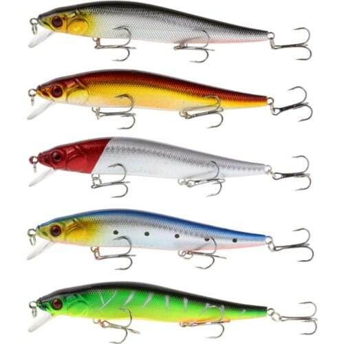 5Pcs Minnow Fishing Lures 13.5cm 19.7g Artificial Hard Bait with 3pcs Treble Hooks Swimbait Wobbler Casting Bait Rattling