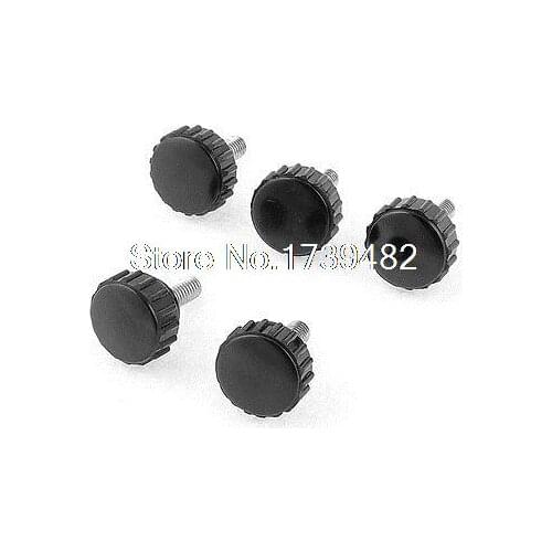 5pcs 6mmx15mm Male Threaded 22mm Dia Plastic Thumb Screw Knurled Knobs