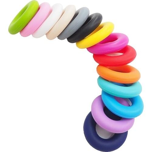 Chenkai 50PCS BPA Free Silicone Doughnut Teether Beads Baby Donut Teething Beads For Making DIY Baby Teether Toy Accessories