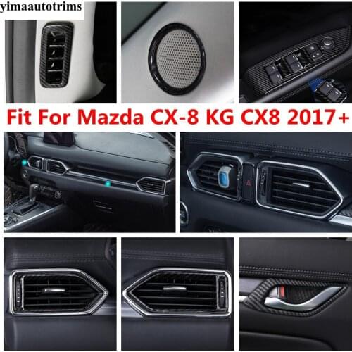 For Mazda CX-8 KG CX8 2017 - 2021 Pillar A Air Vent Speaker Window Lift Handle Bowl Cover Trim Carbon Fiber Accessories Interior