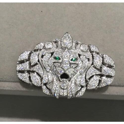Jewelry Findings & components Connectors For Necklace Lion Animal 925 Sterling Silver With Cubic Zircon Fashion Women Jewerly