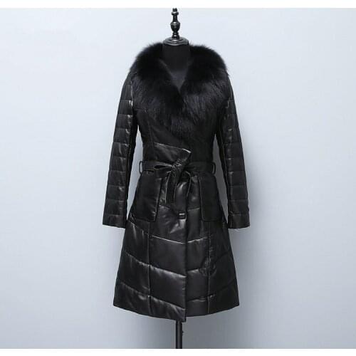Sheepskin Real 100% Coat Female Fox Fur Collar Korean Down Jackets Winter Jacket Women Genuine Leather Jacket 6xl MY3786
