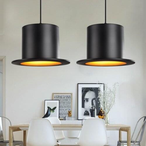 LED Free Shipping Top Hat Pendant Light European Style Black Aluminum Metal Painting 110-220V Pendant Light Including bulb