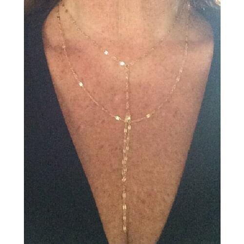Sexy Double strand lariat necklace multi layer necklace gold Y long gold tassel daint jewelry collier collares femme bijoux