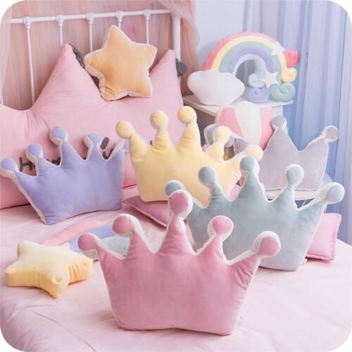 Soft Princess Crown Pillow Stuffed Sleeping Pillow Girl Room Sofa Decor Rainbow Cloud Star celebrity Studio Photography Cushion