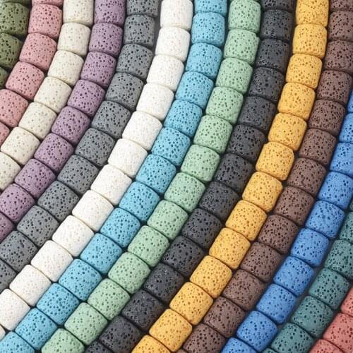 Natural Semi-precious Stone Colorful Volcanic Lava Cylindrical Loose Beads Jewelry Making DIY Bracelet Necklace Accessories