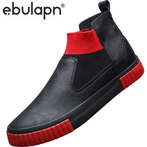 2020 New Mens Designer Loafer Shoes British Style High Top Male Casual Shoes Breathable Pu Leather Men Vulcanized Shoes
