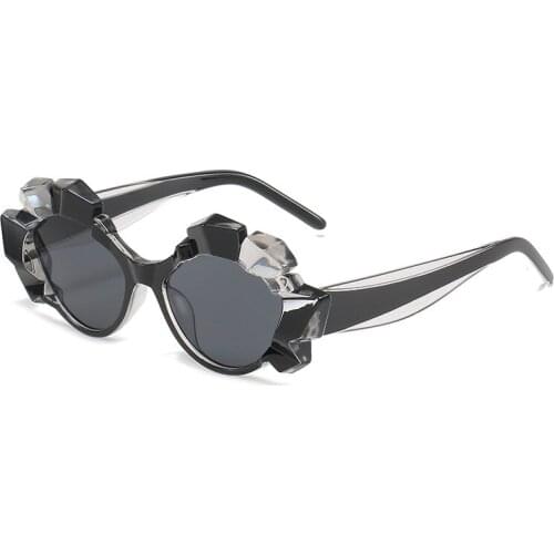 New polygonal water chestnut multicolor retro sunglasses cat-eye sunglasses women trend fashion street shooting catwalk glasses