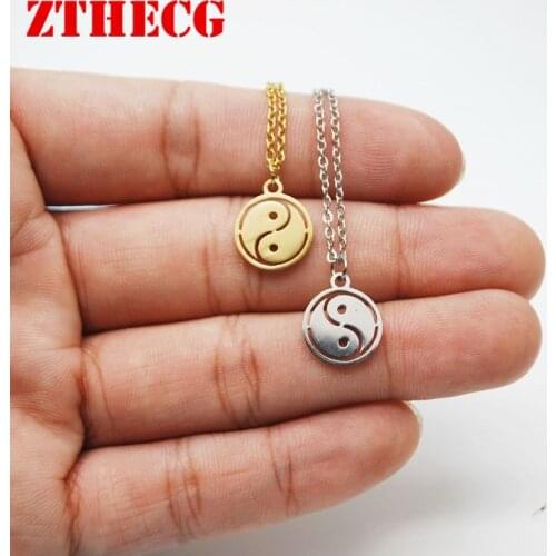 New Chinese Eight Diagrams Mens Necklace Good Lucky Jewelry Stainless Steel Chain Necklaces for Women Couple Choker Gifts