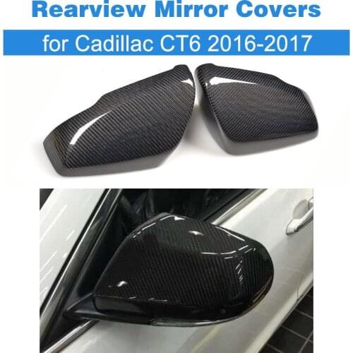 Pair of Replacement Carbon Fiber Side Mirror Caps for Cadillac CT6 Sedan 4 Door 2016-2017 Rearview Mirror Covers Car Styling