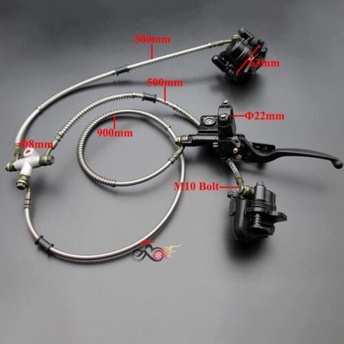 Front Hydraulic Twin Disc Brake Caliper Master System + Pads For 150cc 200cc 250cc Quad Dirt Bike ATV