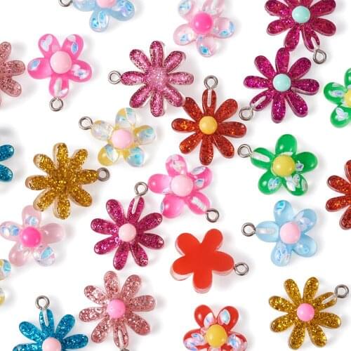 Daisy Sun Flowers Charms Beautiful Resin Pendant for Woman Girls Earring Keychain Making Jewelry DIY Decoration