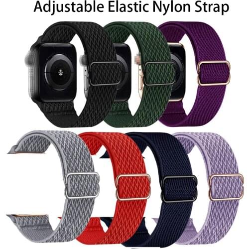 Nylon Strap for Apple Watch Band 44MM 40MM 38MM 42MM Adjustable Elastic Weave Loop Bracelet For iWatch Series 2 3 4 5 6