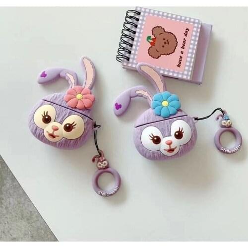 Cute Rice Star Dai Rabbit Bowknot Earphone Protective Case for AirPods 1/2 3D Luxury Wireless Bluetooth Earphone Protective Case