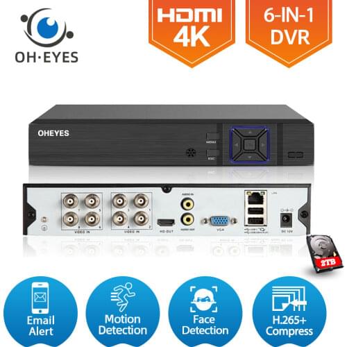 4K 8 Channel Hybrid 6 in 1 DVR NVR System For 1080P 5MP 8MP CCTV Analog IP Camera TVI CVI CVBS AHD Surveillance Video Recorder