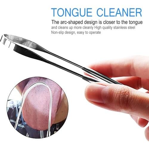 Tongue Scraper Stainless Steel Oral Tongue Cleaner Brush Fresh Breath Cleaning Coated Tongue Toothbrush Oral Hygiene Care Tools