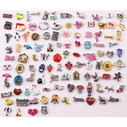 Mix Styles 50pcs Floating Charms Fit For Living Memory Floating Locket
