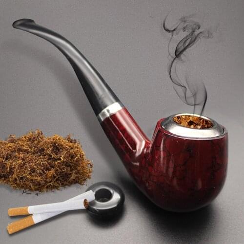 Resin Tobacco Bent Pipe Cigarette Filter Tobacco Grinder Cigar Long Handle Hand Held Pipe Smoking Accessories Gadget Mens Gift