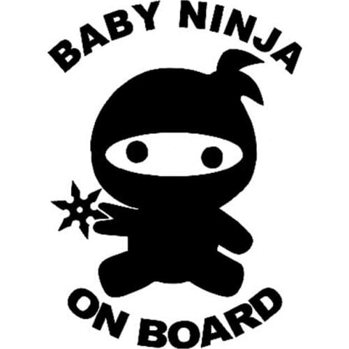 SZWL Baby Ninja on Board Cute Childs Personality Car Stickers Creative Decals Automobile Accessories PVC Black/Silver,13cm*10cm