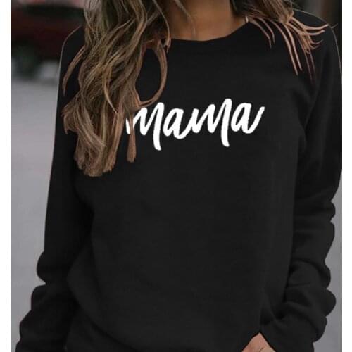 Women Hoodie Mama Letter Printed Hoodies Women Fleece Long Sleeve O Neck Loose Sweatshirt Girls Women Hoodie Pullovers Winter