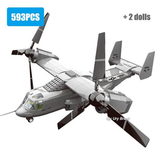 Fit Technic 42113 Army US V-22 Osprey Tiltrotor Aircraft Helicopter Military Set Plane DIY 3D Model Building Blocks Toys For Boy