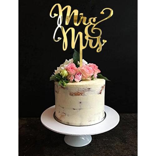 Mirror Gold Mr & Mrs Wedding Cake Topper ,Topper for Wedding Decoration Supplies ,Gold Party Cake Accessory ,Gifts Favors