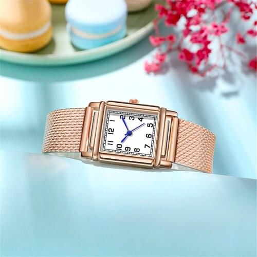 Ladies Watch Fashion Retro Quartz Watch Silicone Mesh Band Watch Watches Square Wristwatches Elegant Clock Montre Reloj Mujer