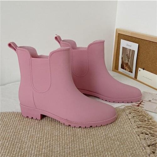 Rain Boots Women Fashion New Arrivals Ankle Rain Shoes Waterproof Garden Washing Work Rainboots PVC Women Warm Winter Boots