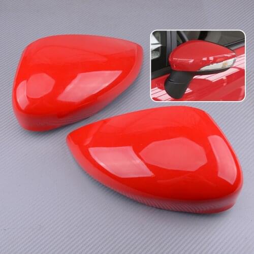 1Pair Red Wing Door Mirror Cover Cap Plastic Fit For Ford Fiesta MK7 2008 2009 2010 2011 2012 2013 2014 2015 2016 2017