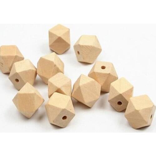 100pcs/lot Loose Beads Organic Beech Geometric Wood Beads Octagon Baby Teether DIY Wooden Beads 10 12 14 16 18 20 30 mm