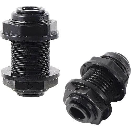 1/4'' OD Tube Black Bulkhead Connector Reptile Aquarium Garden Irrigation Water Pipe Joint RO Water Adapter Quick Connector 2pcs