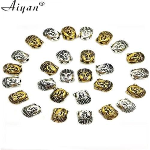 20pcs Animal Lion Buddha Head Zinc Alloy Perforat Accessories Can Hand DIY Into Adjustable Bracelet Two Color Of Plating